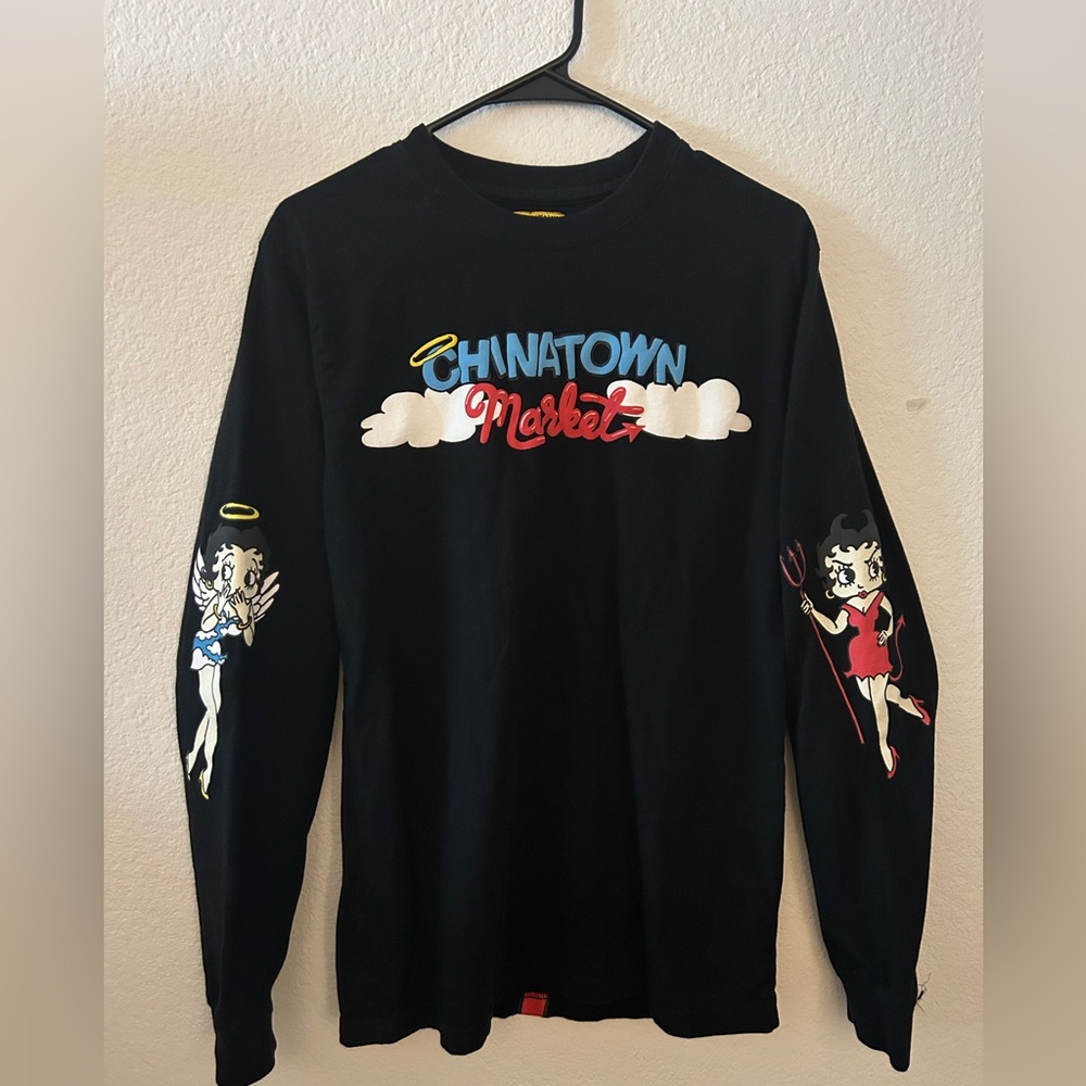 Chinatown Market Black Graphic Long Sleeve Shirt